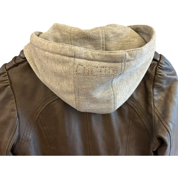 Y2K VIntage Cocoon Women's Brown Sheep Leather Puff Sleeve Leather Jacket Large - Picture 4 of 7